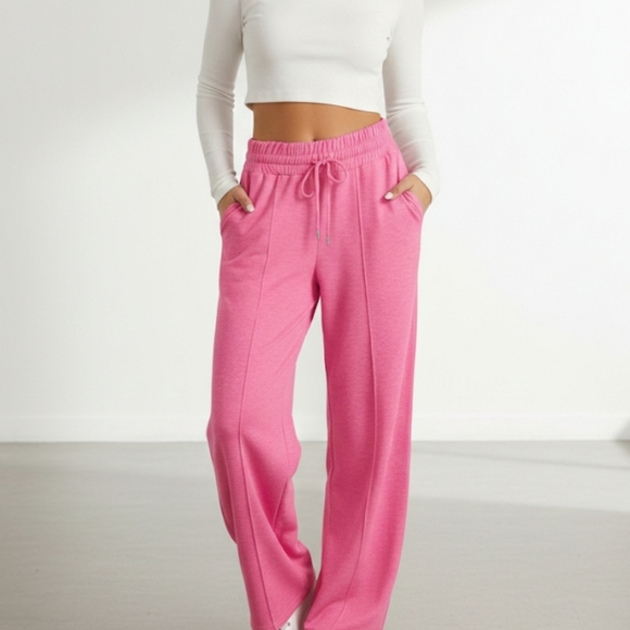 Lovely Rosetta Pants - Women's Pink Wide Leg Drawstring Pants
